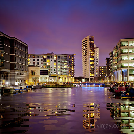 clarence dock leeds at night